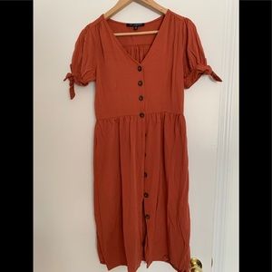 One Clothing Button Down Orange Dress Size S